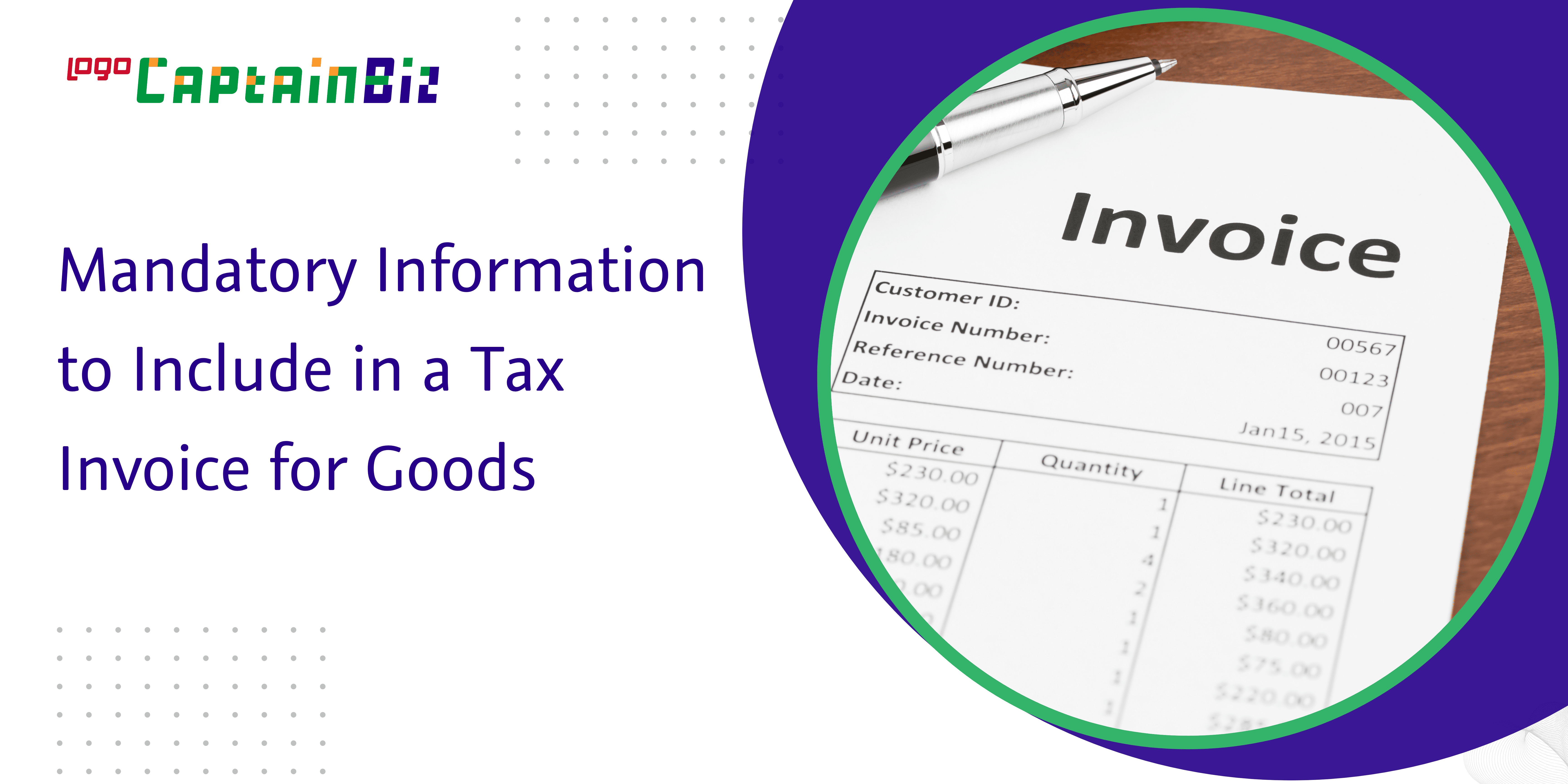 Mandatory Information to Include in a Tax Invoice for Goods