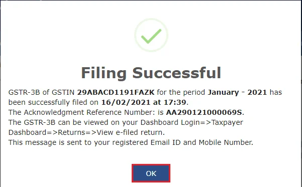 captainbiz gstr b filing successful