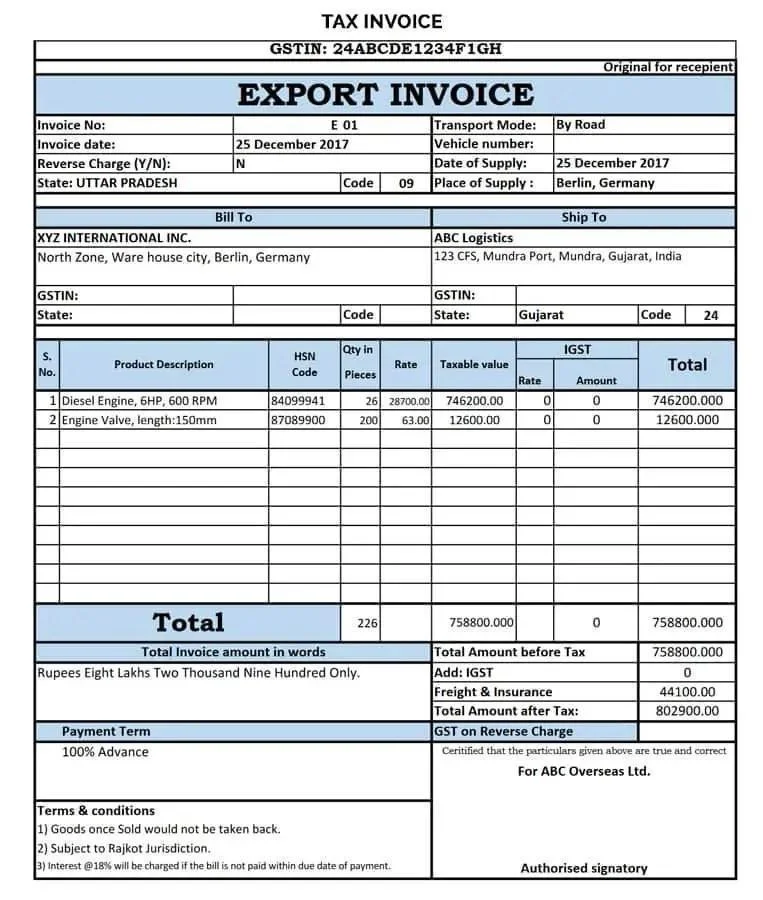 captainbiz issuing tax invoices for exporters