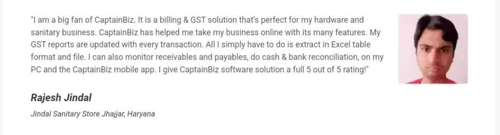 captainbiz review by rajesh jindal on captainbiz gst software