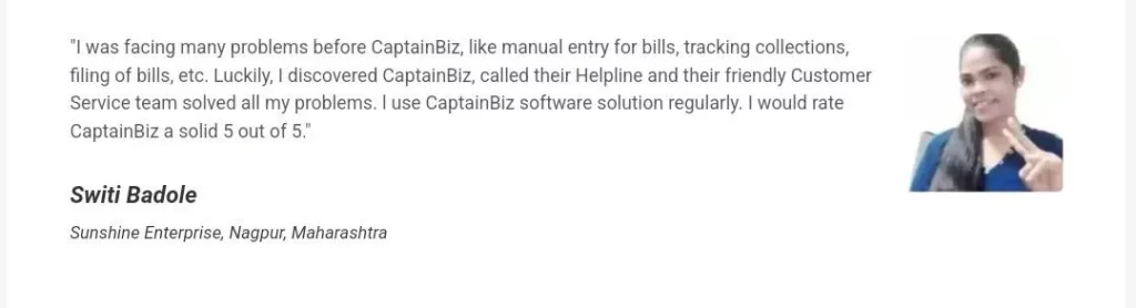 captainbiz review by switi badole on captainbiz gst software