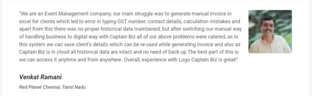 captainbiz review by venkat ramani on captainbiz gst software