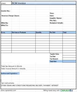 RCM Invoice Format and RCM Invoice Template - CaptainBiz