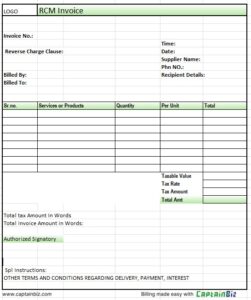 RCM Invoice Format and RCM Invoice Template - CaptainBiz